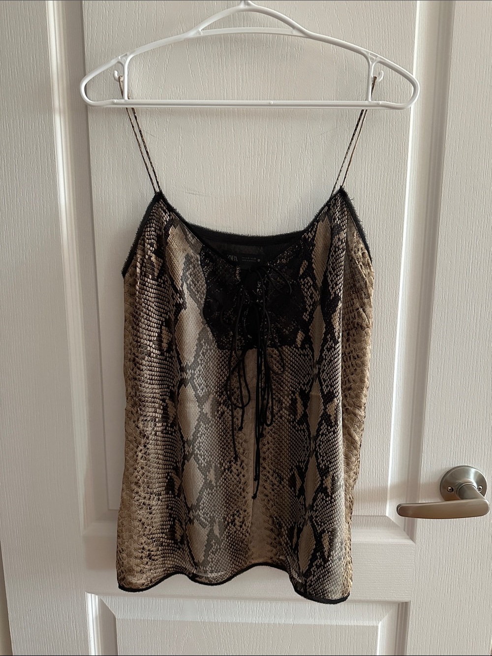 Zara snake print lace up front camisole